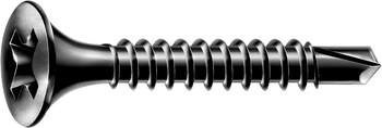 Шуруп (саморез)  Gix D 3.9x25 мм (1000 шт/уп.) (Винтовая самонарезающаяся  резьба, трубная головка, крестообразный паз H, острие иглы, фосфорно-черный.,бита H2))