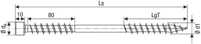 Шуруп (саморез) SPAX-Iso, 10 x 320  мм 50 штук/уп (оцинк., цилиндрическая головка,T-STAR plus T50,4CUT, WIROX, крепежная резьба) 